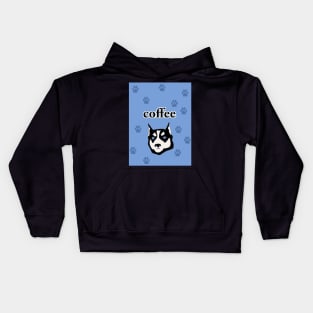 Funny Husky on Coffee Mug Kids Hoodie